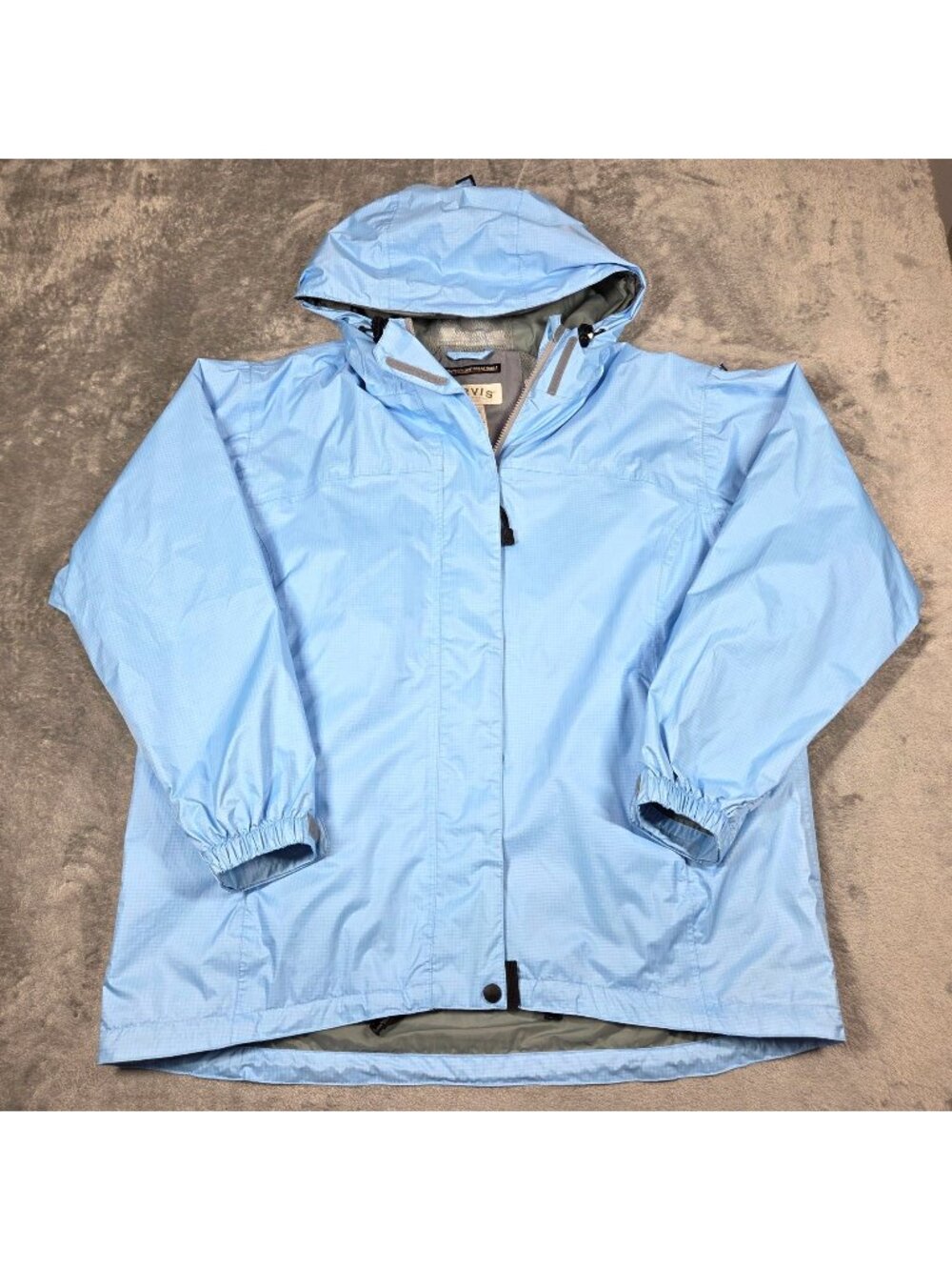 Orvis Jacket Mens XL Blue Rain Coat Waterproof Breathable Lightweight Full Zip